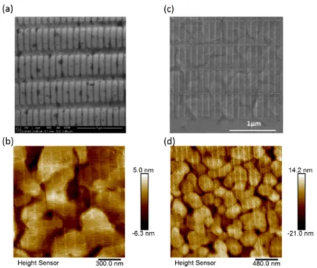 Figure 2.16. Comparison of the edge roughness of GNRs patterned by e-beam lithography (left  panels) and by Helium/Neon focused ion beam lithography (right panels)