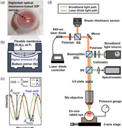 Figure 2.5.1 Principles and setup for aberration measurements using the IOP sensor implantation