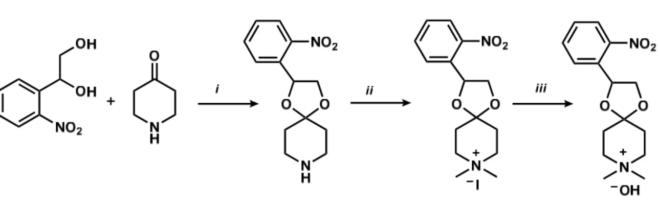Figure 6.2  Proposed synthetic route for the preparation of P-SDA 1: (i) ketalization  reaction; (ii) quaternization of the secondary amine; (iii) ion exchange of the quaternary 