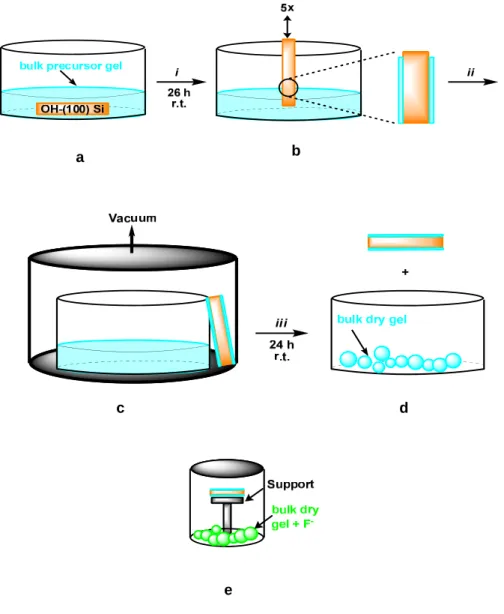 Figure 3.5  (a) Substrate submerged in ITQ-29 precursor gel of appropriate molar  composition, (i) Stir to hydrolize the TEOS; (b) Substrate subjected to dip-coating, (ii) 