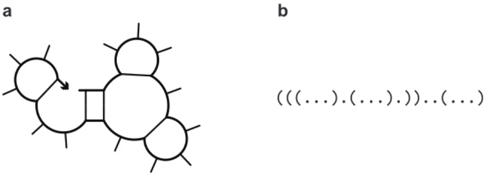 Figure 1.2: Secondary structure notation. (a) Example (single-stranded) secondary struc- struc-ture