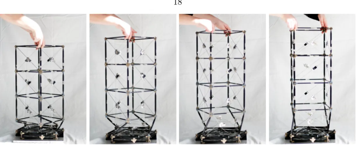 Figure 2.8: The WSOA sample mast, shown with three fully deployed bays and a single partially deployed bay.