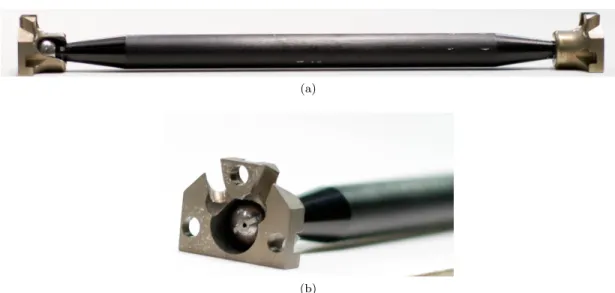 Figure 2.10: Longeron (a) and longeron ball end joint (b) of the WSOA sample mast.