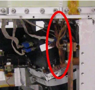 Figure 2.5.5 The LRS and NBS thermal strap copper braids installed in the cryostat.   