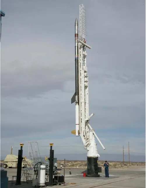 Figure 2.7.6: CIBER on the Athena rail launcher during the range vertical test.   