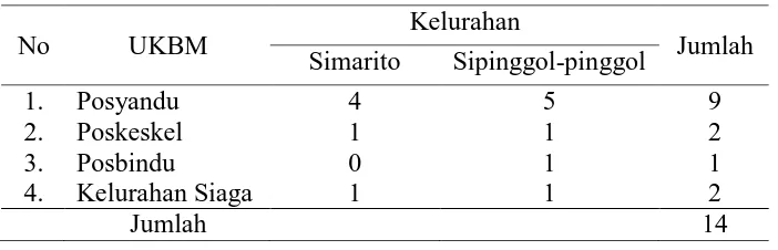 Tabel 4.10 UKBM di Puskesmas Kartini 