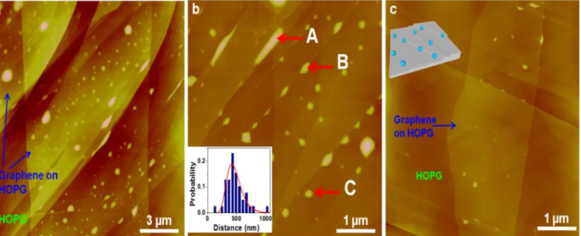 Figure 1 – Water adsorption on HOPG surfaces, visualized by graphene- graphene-templating