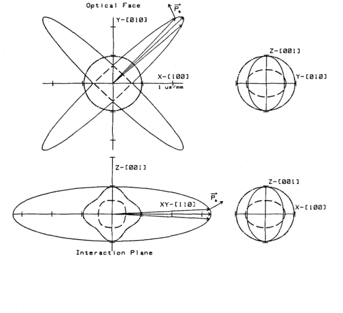 Figure 4.2.1.  Cross sections of the acoustic  slowness  surfaces for  the case of Te02