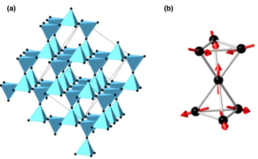 Figure 5.1: Pyrochlore lattice structure and spin configurations in the all-in-all-out magnetic order