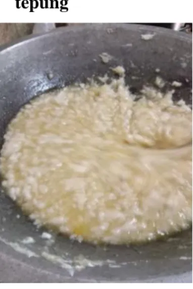 Gambar 3.2 Proses pencampuran margarin,santan dan  tepung 