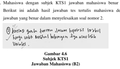 Gambar 4.6  Subjek KTS1  Jawaban Mahasiswa (B2) 
