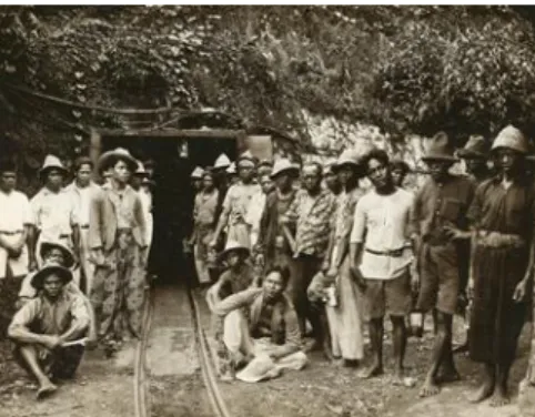 Gambar 2.2 para kolonis yang dipekerjakan di perusahaan Lebong tandai,  mereka semua di datangkan dari pulau jawa 
