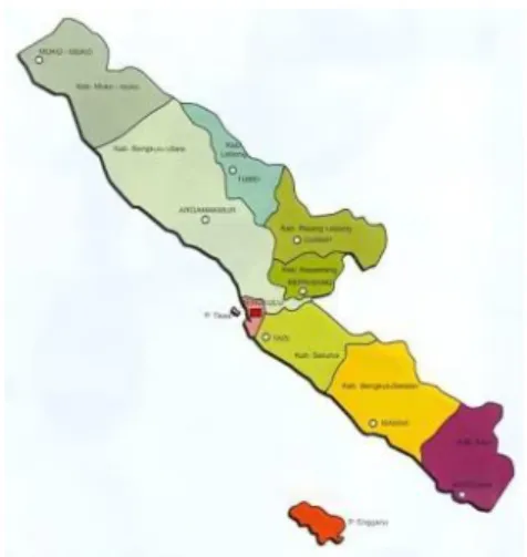 Gambar 2.1 Peta Wilayah Provinsi Bengkulu 