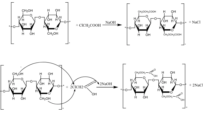 Gambar 4.4 Reaksi Pembentukan Carboxymethyl Cellulose (CMC) 