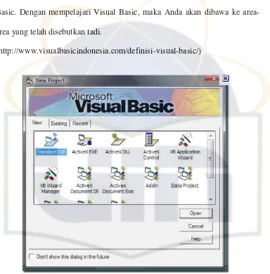 Gambar 2.7. Tampilan program Microsoft Visual Basic 