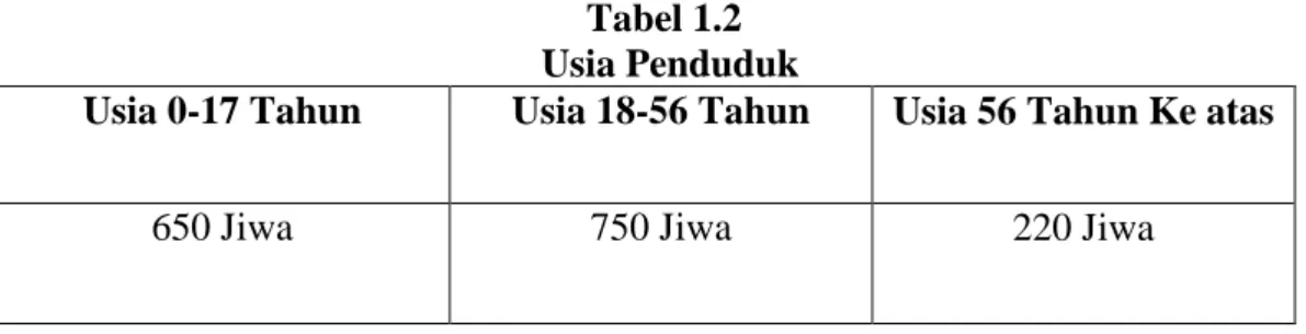 Tabel 1.2  Usia Penduduk 