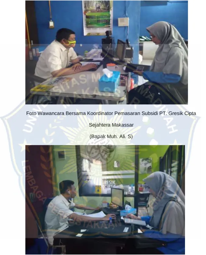 Foto Wawancara Bersama Koordinator Pemasaran Subsidi PT. Gresik Cipta  Sejahtera Makassar 