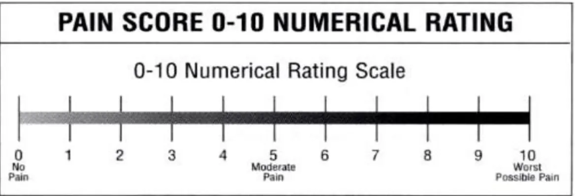 Gambar 2.4 Numerical Rating Scale Intensitas skala nyeri dikategorikan sebagai berikut: