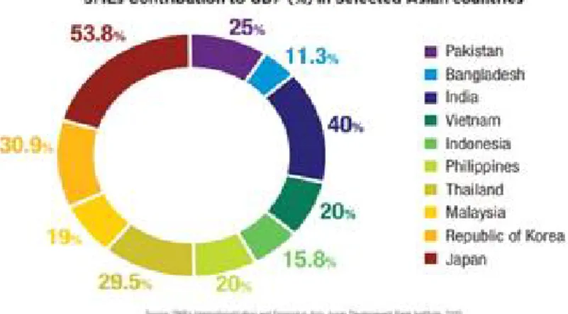 FIGURE 6. 1 SMES CONTRIBUTION TO GDP (%) IN SELECTED ASIAN COUNTRIES