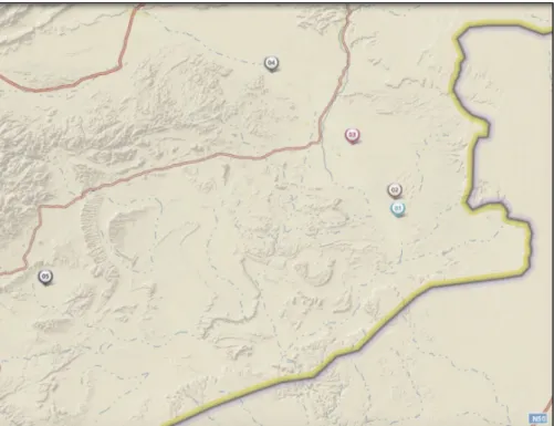 Figure 4.1: Map of interview sites relative to the Moroccan-Algerian border. 