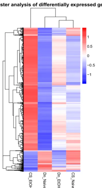 Figure 8. Heat map wherein genes that share similar expression patterns are clustered  together with regions of different colors denoting relative expression levels of these gene clusters