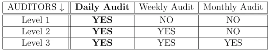 Table 2.1. Performable Audits table.