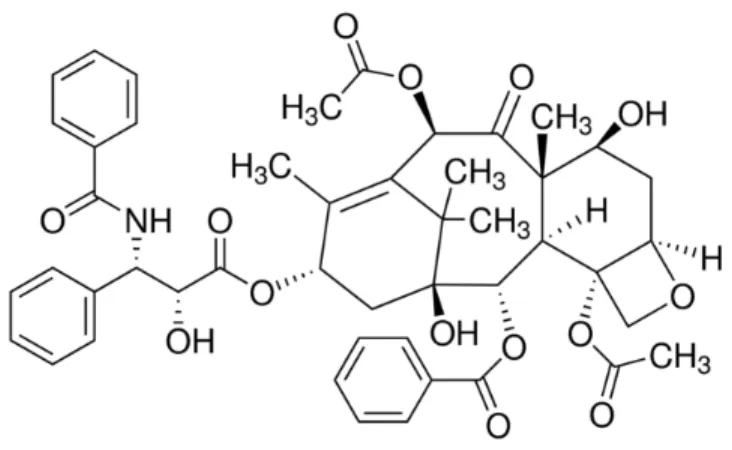 Figure 5: Chemical structure of paclitaxel, CAS Number: 33069-62-4 (Paclitaxel, Sigma  Aldrich) 