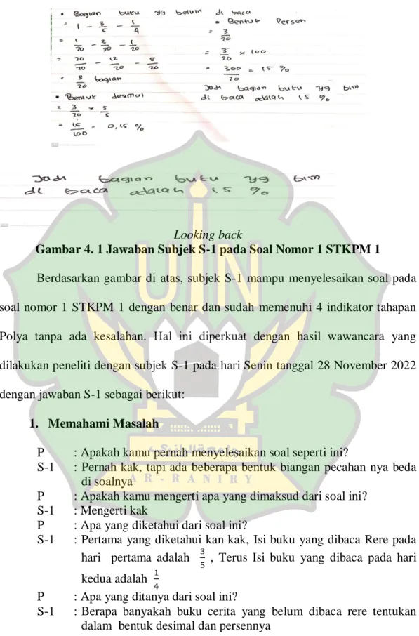 Gambar 4. 1 Jawaban Subjek S-1 pada Soal Nomor 1 STKPM 1 