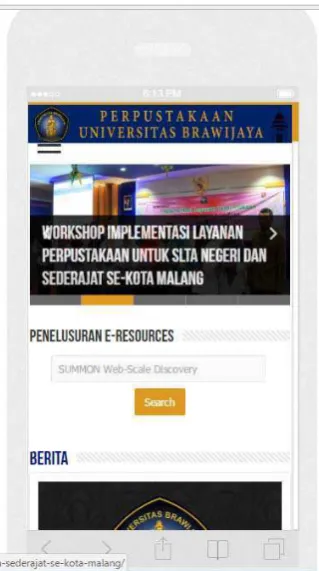 Gambar. 4.5 Tampilan situs web pada iPhone 5 (portrait, width: 320 px) 