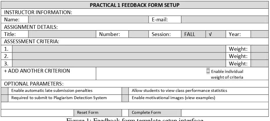 Figure 1: Feedback form template setup interface 
