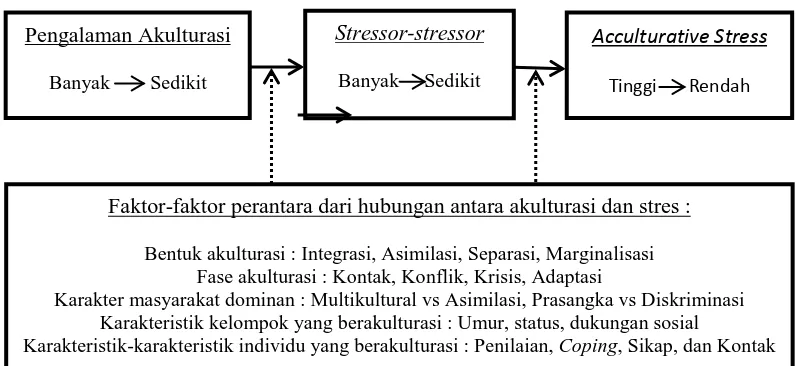 Gambar 2. Hubungan antara akulturasi dengan stres, ketika dimodifikasi faktor-faktor yang mempengaruhi 
