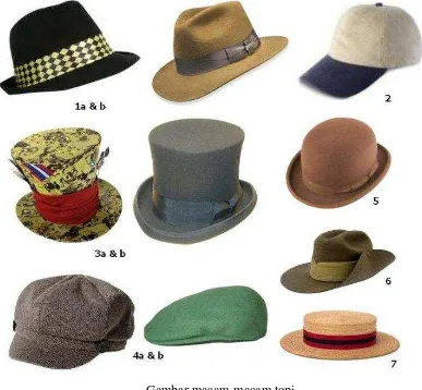 Gambar macam-macam topi 