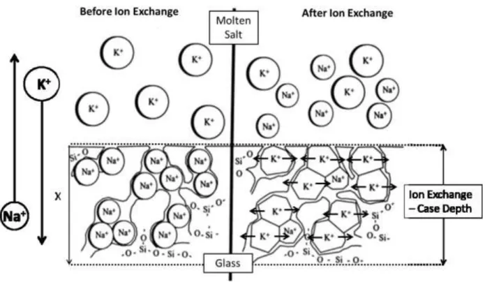 Figure 1.   “Stuffing” process schematic during a low temperature ion exchange of Na +  and K + ions