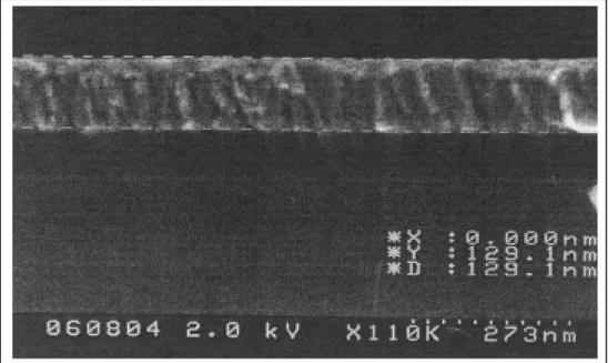 Figure 8.  SEM analysis of AlFe film on silicon wafer    Figure 9 illustrates the SEM cross-section image of AlN