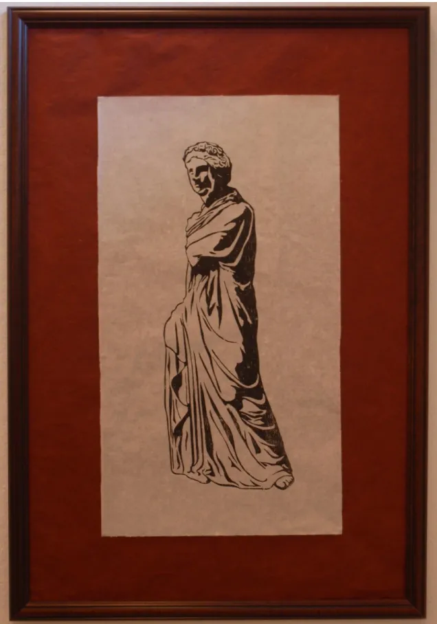 Fig. 3)  Melpomene, Woodblock print on rice paper, 24 x 36 in, 2012 