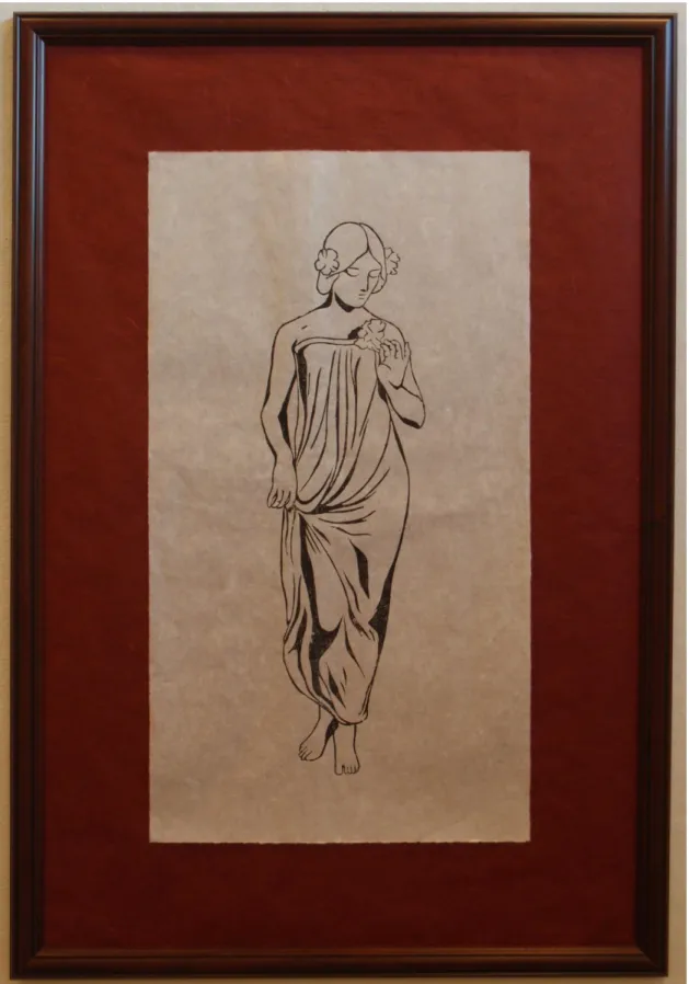 Fig. 5)  Thalia, Woodblock print on rice paper, 24 x 36 in, 2012 