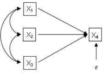 Gambar 2.2 Diagram jalur yang menyatakan hubungan kausal dari X1, X2, X3 