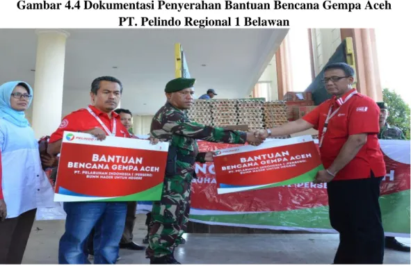 Gambar 4.4 Dokumentasi Penyerahan Bantuan Bencana Gempa Aceh  PT. Pelindo Regional 1 Belawan 