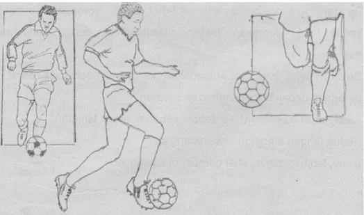 Gambar 2. Menggiring bola (Sucipto, 2000) 