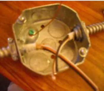 Figure 9: Octagon Box With FMC Wire Connected, Junction Box. 