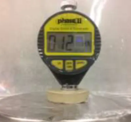 Figure 17. Scale Shore A durometer to measure hardness on cast pieces. 