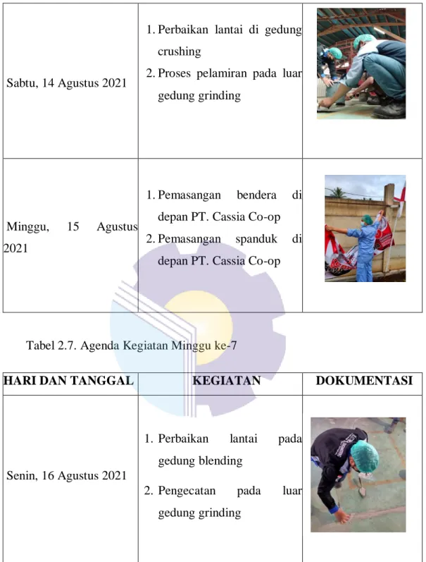 Tabel 2.7. Agenda Kegiatan Minggu ke-7 