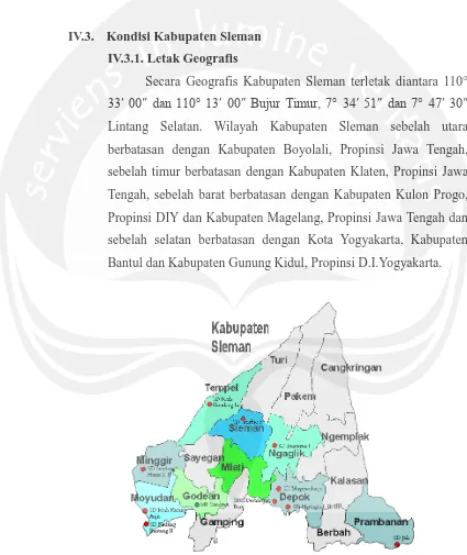 Gambar 4.2. Peta Kabupaten Wilayah Sleman (Sumber;google/images.coml)  