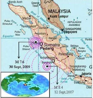 Fig 1. Recent big earthquakes in 2007 and 2009 in West Sumatra