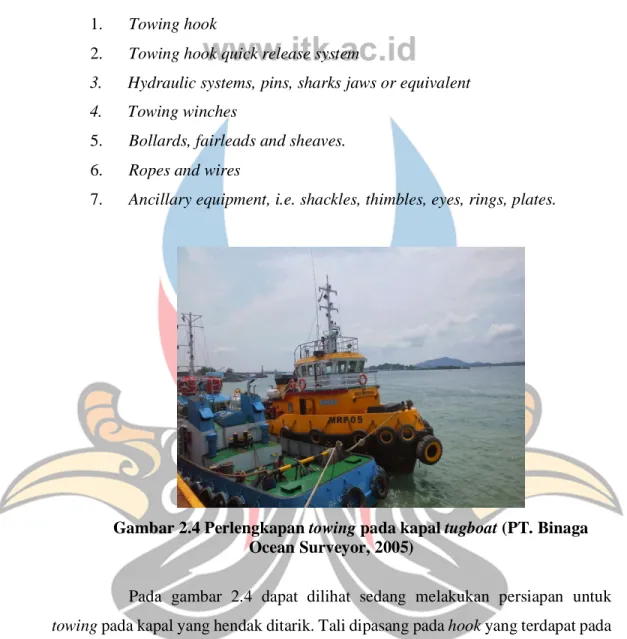 Gambar 2.4 Perlengkapan towing pada kapal tugboat (PT. Binaga  Ocean Surveyor, 2005) 