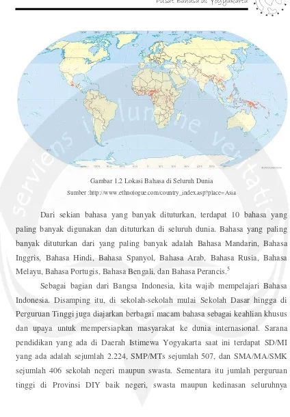 Gambar 1.2 Lokasi Bahasa di Seluruh Dunia 