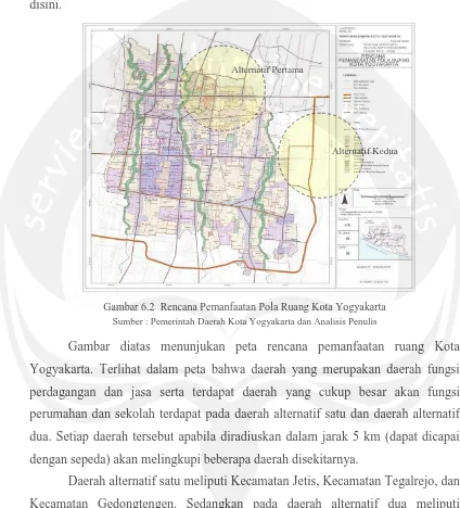 Gambar 6.2  Rencana Pemanfaatan Pola Ruang Kota Yogyakarta  Sumber : Pemerintah Daerah Kota Yogyakarta dan Analisis Penulis 