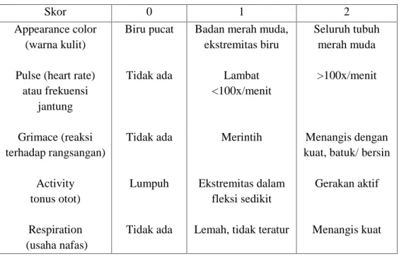 Tabel 2.4  Apgar Skor