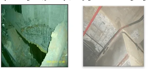 Gambar 1.1(a). Kerusakan pada core bangunan akibat gempa 