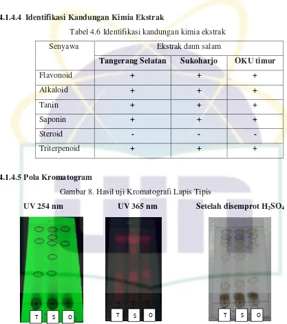Tabel 4.6 Identifikasi kandungan kimia ekstrak  